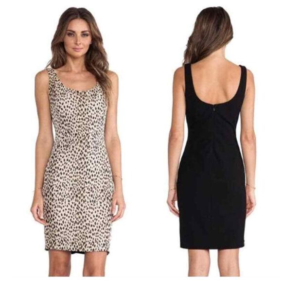 DVF Diane Von Furstenberg Leopard Print Sleeveless Scoop Neck Bodycon Dress 8 - Picture 1 of 9